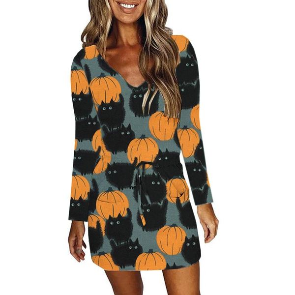 casual dresses 2021 autumn ladies dress halloween funny print draw string long sleeve v-neck elbise plus sized short #t3g, Black;gray
casual dresses 2021 autumn ladies dress halloween funny print draw string long sleeve v-neck elbise plus sized short #t3g, Black;gray