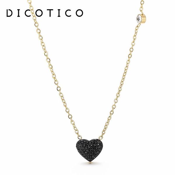 chains dicotico heart link chain women pendant necklaces black rhinestone stainless steel for wedding choker jewelry, Silver
chains dicotico heart link chain women pendant necklaces black rhinestone stainless steel for wedding choker jewelry, Silver