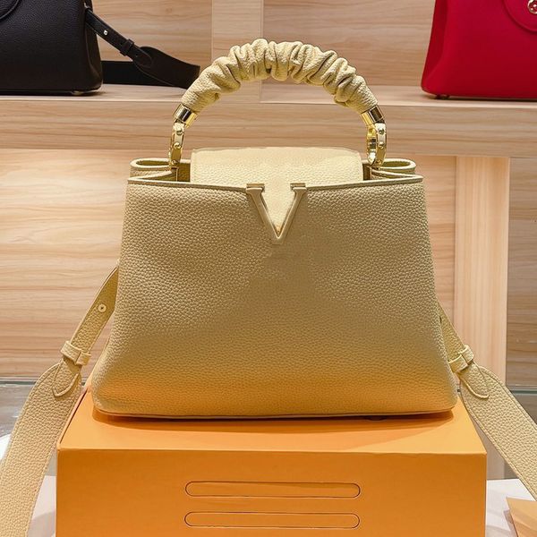 women capucine handbag tote bag genuine leather shoulder crossbody bag purse soft scrunchie handle golden hardware inner pockets adjustable
women capucine handbag tote bag genuine leather shoulder crossbody bag purse soft scrunchie handle golden hardware inner pockets adjustable