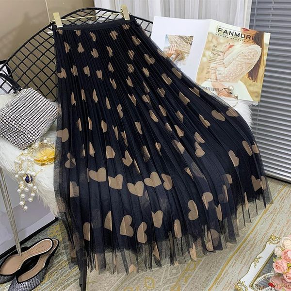 high waist pleated autumn winter women skirts korean love mesh print vintage long yarn woman animal, Black
high waist pleated autumn winter women skirts korean love mesh print vintage long yarn woman animal, Black