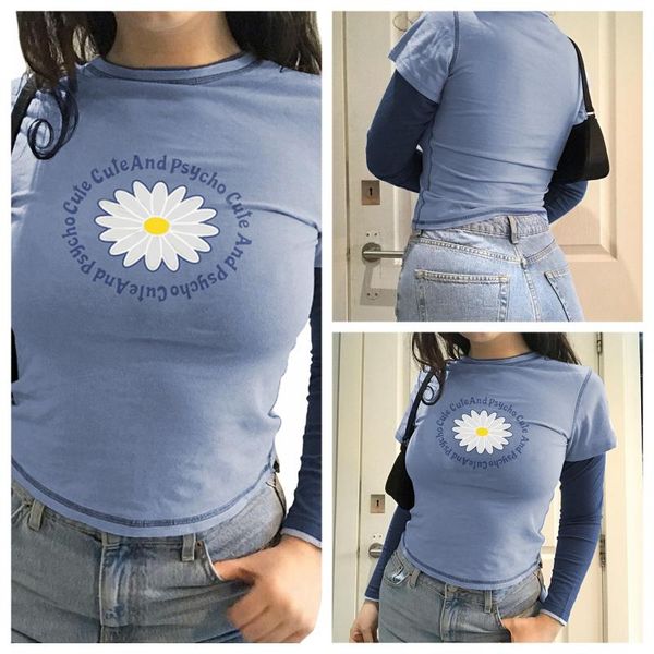 women's t-shirt women casual long sleeve blue korean slim round collar letters and floral printed pattern spring tees, White
women's t-shirt women casual long sleeve blue korean slim round collar letters and floral printed pattern spring tees, White