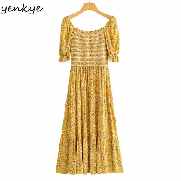 holiday summer dress women square neck short sleeve vestido mujer yellow vintage floral print a-line midi 210514, Black;gray
holiday summer dress women square neck short sleeve vestido mujer yellow vintage floral print a-line midi 210514, Black;gray