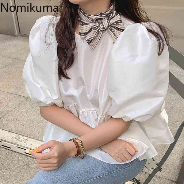 nomikuma summer puff sleeve shirts women solid color o neck high waist blouse camisas korean chic blusas mujer 210514, White
nomikuma summer puff sleeve shirts women solid color o neck high waist blouse camisas korean chic blusas mujer 210514, White