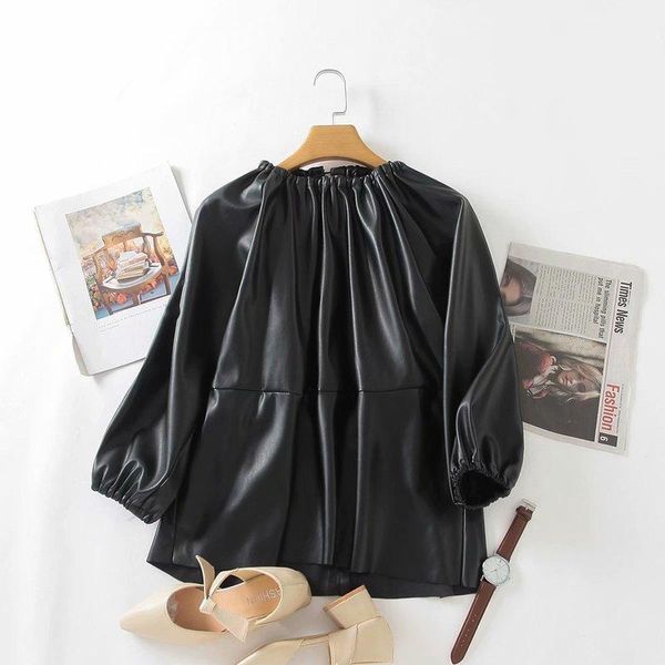 women's jackets european and american wholesale 2021 spring autumn fashion simple round neck foam imitation leather top, Black;brown
women's jackets european and american wholesale 2021 spring autumn fashion simple round neck foam imitation leather top, Black;brown