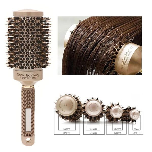 hair brushes professional thermal ceramic ionic round barrel brush comb with boar bristle wh998, Silver
hair brushes professional thermal ceramic ionic round barrel brush comb with boar bristle wh998, Silver