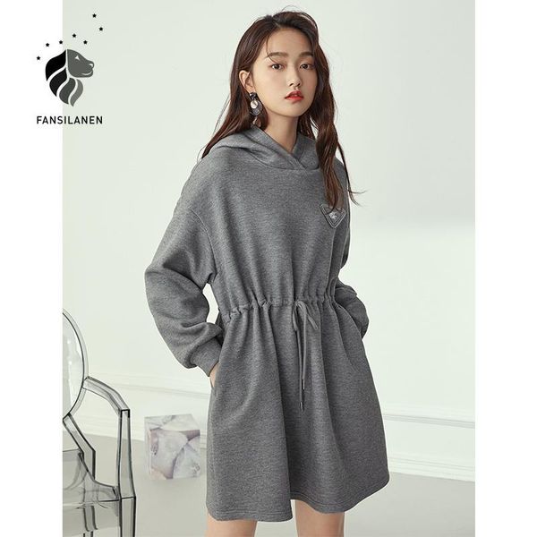 hooded casual short sweatshirt dress women streetwear bandage vitnage autumn winter gray cute cotton dresses, Black;gray
hooded casual short sweatshirt dress women streetwear bandage vitnage autumn winter gray cute cotton dresses, Black;gray
