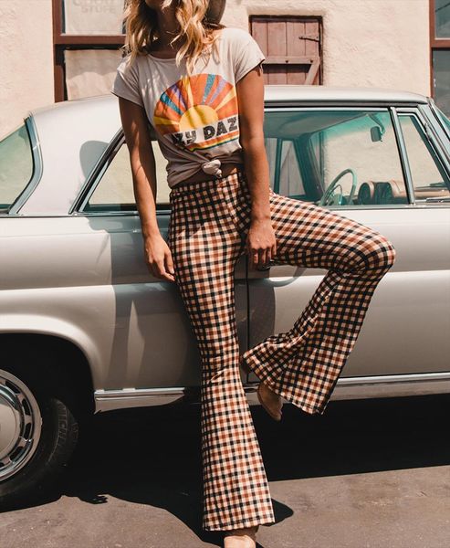 fashion elastic high waist long womens capris flare full length bell bottom loose trousers plaid casual stylish summer, Black;white
fashion elastic high waist long womens capris flare full length bell bottom loose trousers plaid casual stylish summer, Black;white