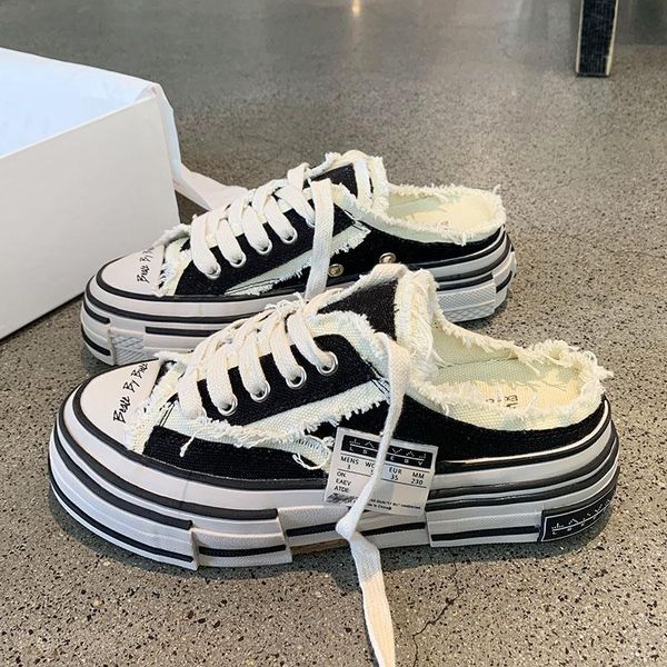 slippers women canvas shoes fashion low upper old lace-up casual flat sneakers vulcanize thick bottom trainers footwear, Black
slippers women canvas shoes fashion low upper old lace-up casual flat sneakers vulcanize thick bottom trainers footwear, Black