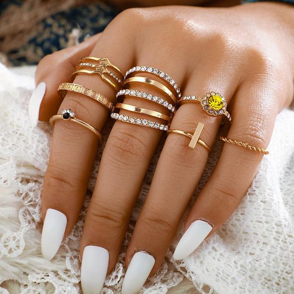 cluster rings 7 pc fashion jewelry accessories hip punk club pub finger ring set yellow zircon metal women, Golden;silver
cluster rings 7 pc fashion jewelry accessories hip punk club pub finger ring set yellow zircon metal women, Golden;silver