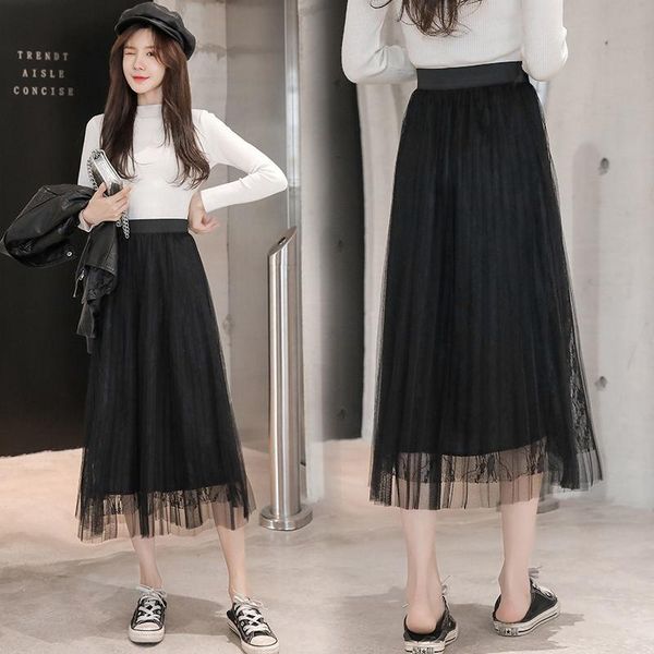skirts lace mesh skirt spring and summer mid length korean style high waist slim fairy pleated, Black
skirts lace mesh skirt spring and summer mid length korean style high waist slim fairy pleated, Black