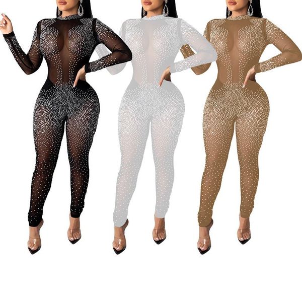 women's jumpsuits & rompers nightclub perspective outfit mesh crystal see through, Black;white
women's jumpsuits & rompers nightclub perspective outfit mesh crystal see through, Black;white