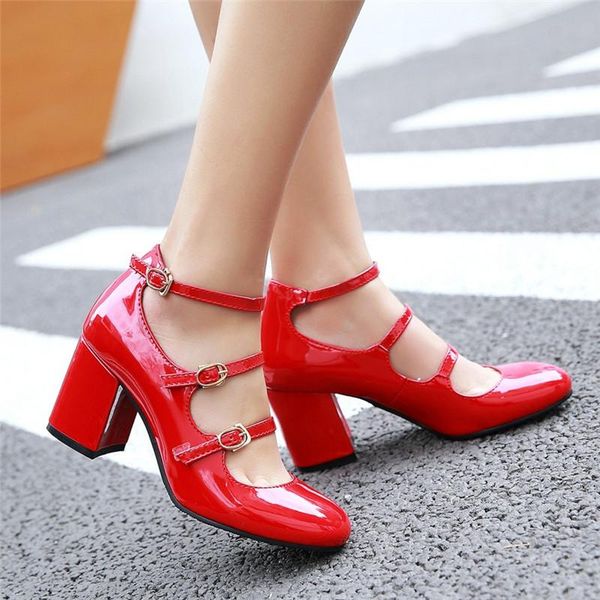 dress shoes big size spring women pumps thick block high heel patent leather round toe autumn office party bridal red lady 43, Black
dress shoes big size spring women pumps thick block high heel patent leather round toe autumn office party bridal red lady 43, Black