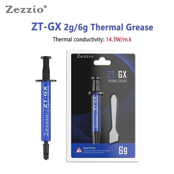 

fans & coolings zezzio zt-gx 2g/6g thermal grease 14.3w/m.k conductivity for pc notebook gpu cpu cooler silicone with scraper