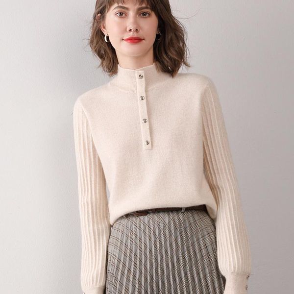 women's sweaters autumn and winter style 100% pure wool short sweater half high neck loose fashion full sleeve knitted color pullover, White;black
women's sweaters autumn and winter style 100% pure wool short sweater half high neck loose fashion full sleeve knitted color pullover, White;black