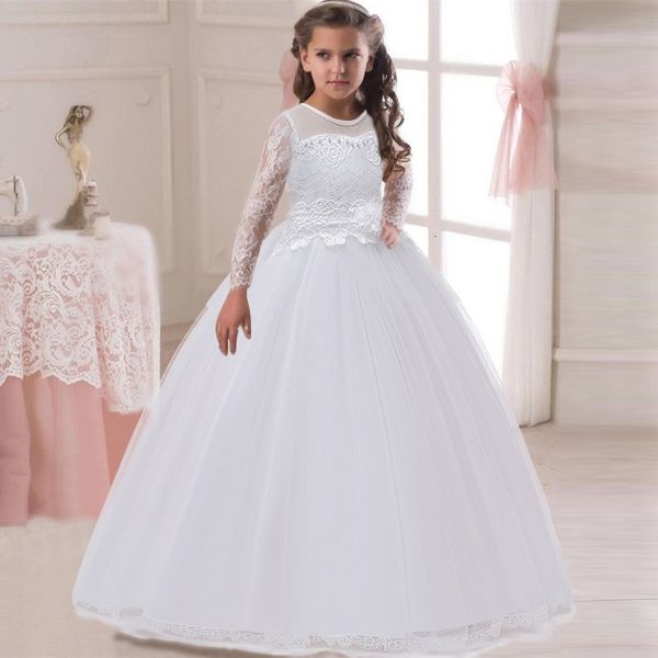girl's long sleeve winter white girl party wedding kids dresses for girls children clothing princess dress 10 12 years c0228, Red;yellow