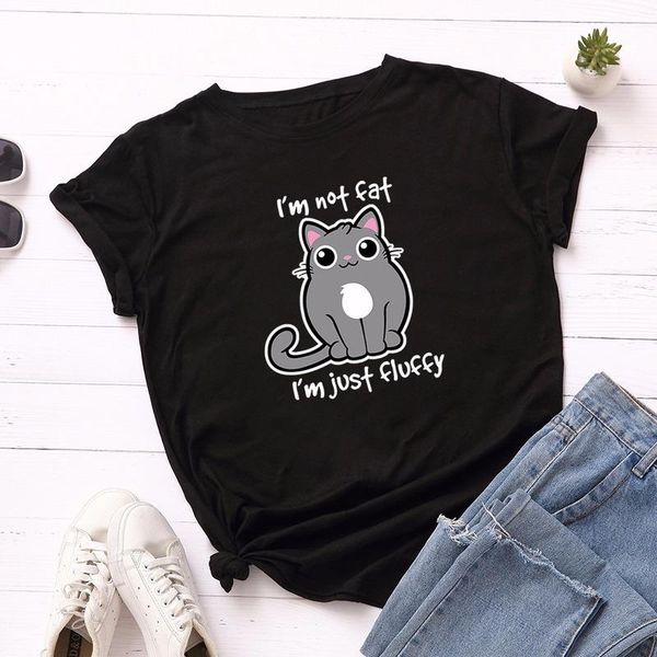 women's t-shirt summer fashion women cotton 3xl plus size cute cartoon fat cat print casual short sleeve ladies basic tee t shirts, White
women's t-shirt summer fashion women cotton 3xl plus size cute cartoon fat cat print casual short sleeve ladies basic tee t shirts, White