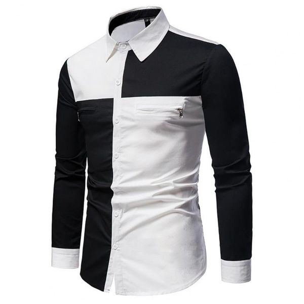 men's casual shirts men patchwork long sleeve zipper design turn-down collar business shirt fashion male blouse streetwear for daily we, White;black
men's casual shirts men patchwork long sleeve zipper design turn-down collar business shirt fashion male blouse streetwear for daily we, White;black