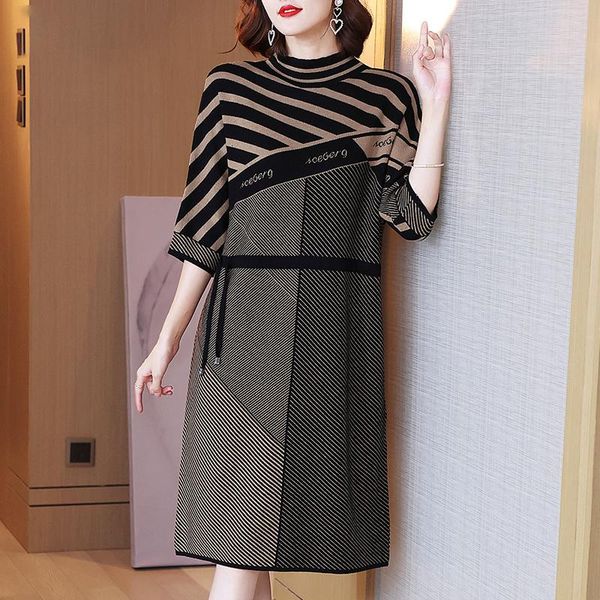 casual dresses knitted dress plus size women 2021 autumn fashion turtleneck stripe printing patchwork loose, Black;gray
casual dresses knitted dress plus size women 2021 autumn fashion turtleneck stripe printing patchwork loose, Black;gray