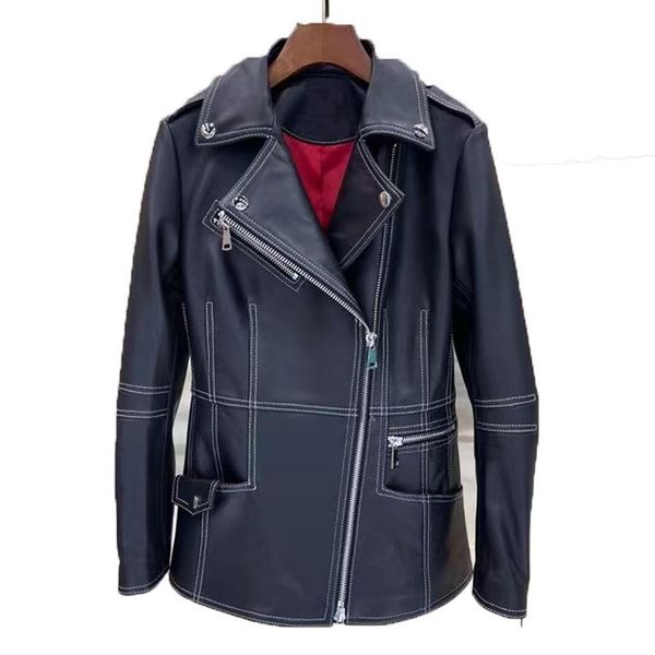 women's leather & faux 2021 brand women coat spring slim style super collect waist genuine jacket red lining zealand import sheepskin, Black
women's leather & faux 2021 brand women coat spring slim style super collect waist genuine jacket red lining zealand import sheepskin, Black