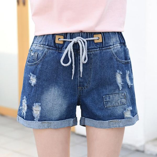 summer women ripped hole denim short feminino high elastic waist fashion casual plus size jeans women's shorts, White;black
summer women ripped hole denim short feminino high elastic waist fashion casual plus size jeans women's shorts, White;black