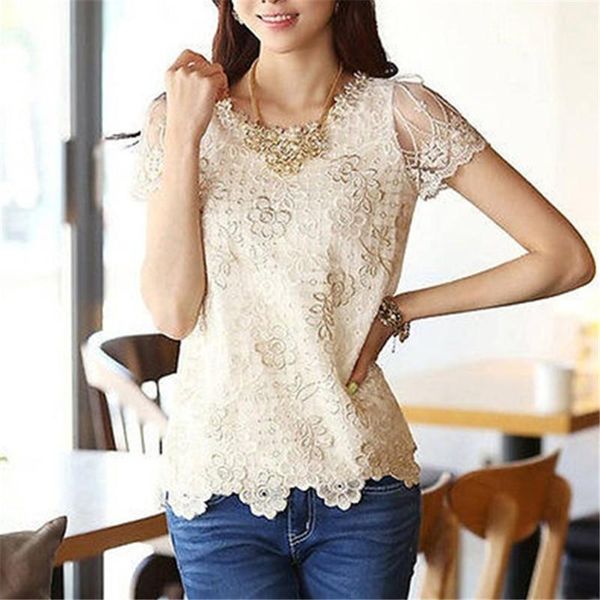 fashion women ladies lace shirt tee bead chiffon blouse short sleeve s-xxl women's blouses & shirts, White
fashion women ladies lace shirt tee bead chiffon blouse short sleeve s-xxl women's blouses & shirts, White
