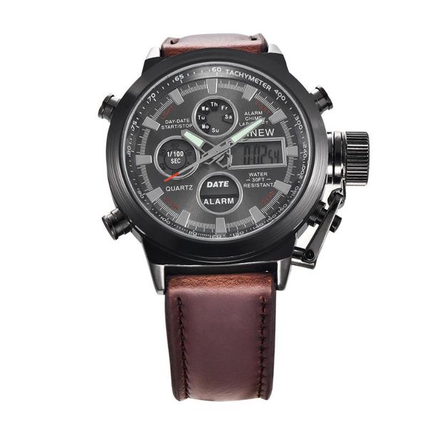 wristwatches men chronograph digital led quartz outdoor sports watches military relogio masculino clock with leather strap, Slivery;brown
wristwatches men chronograph digital led quartz outdoor sports watches military relogio masculino clock with leather strap, Slivery;brown
