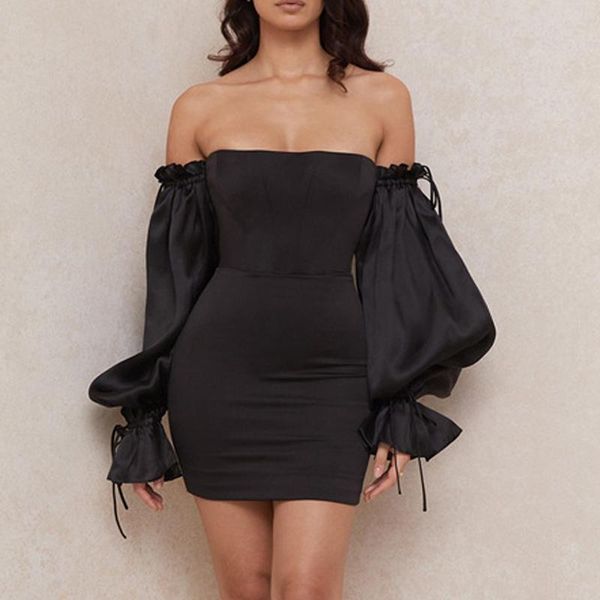 casual dresses satin summer dress lantern sleeves mini women bodycon solid slim night club party 2021, Black;gray
casual dresses satin summer dress lantern sleeves mini women bodycon solid slim night club party 2021, Black;gray