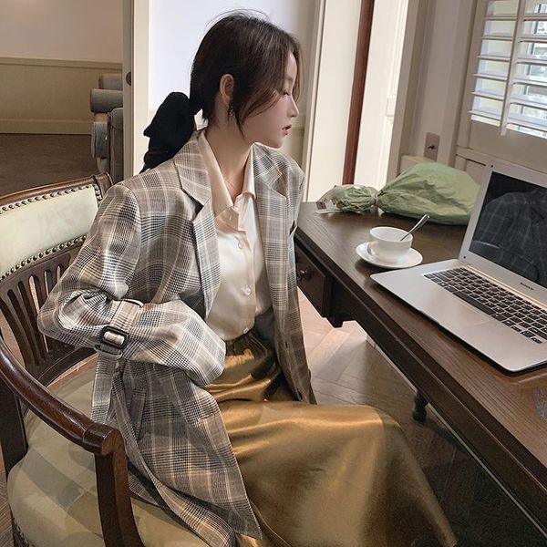 women's suits & blazers spring fall clothes women fashion elegant single breasted slim korean style jackets lady plaid suit coat outerw, White;black
women's suits & blazers spring fall clothes women fashion elegant single breasted slim korean style jackets lady plaid suit coat outerw, White;black