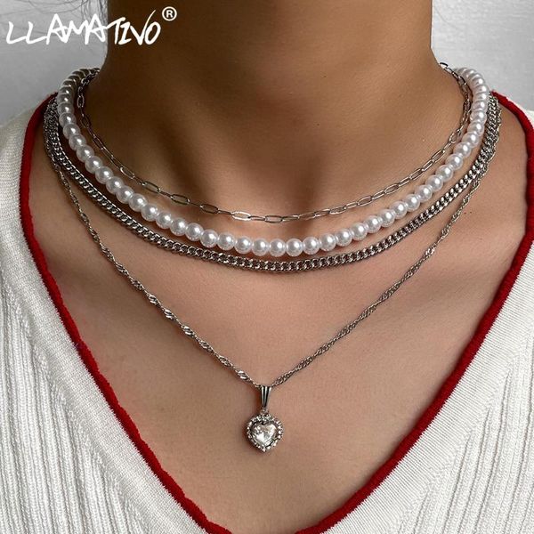 chains vintage imitation pearl beaded crystal heart pendant necklace for women multi layer simple silver color chain necklaces jewelry
chains vintage imitation pearl beaded crystal heart pendant necklace for women multi layer simple silver color chain necklaces jewelry