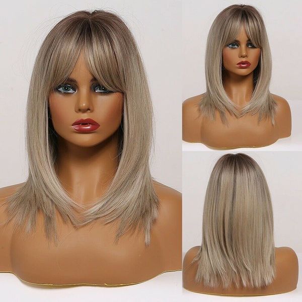 brown grey ombre wig synthetic heat resistant women natural layered cosplay hair, Black
brown grey ombre wig synthetic heat resistant women natural layered cosplay hair, Black