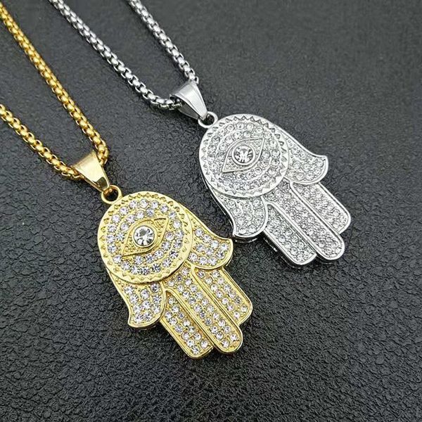 pendant necklaces hip hop rhinestones pave bling iced out stainless steel fatima hand pendants necklace for men women islam muslim amulet je, Silver
pendant necklaces hip hop rhinestones pave bling iced out stainless steel fatima hand pendants necklace for men women islam muslim amulet je, Silver