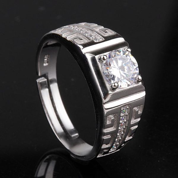 white gold 90 points diamond ring for men adjustable natural zircon wedding band engagement fine jewelry gifts cluster rings, Golden;silver
white gold 90 points diamond ring for men adjustable natural zircon wedding band engagement fine jewelry gifts cluster rings, Golden;silver
