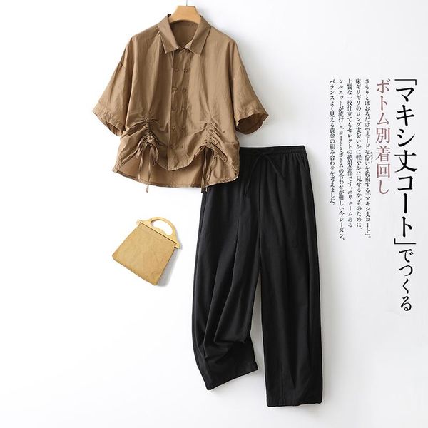 women's two piece pants women summer 2 sets shirt and female short sleeve double breasted black wide leg harem outfits 7255, White
women's two piece pants women summer 2 sets shirt and female short sleeve double breasted black wide leg harem outfits 7255, White