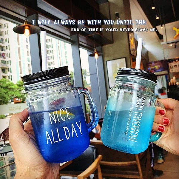 wine glasses 450ml gradient color glass cup cute mason jar cups with straw and lids summer transparent fruit juice cool drink water bottle
wine glasses 450ml gradient color glass cup cute mason jar cups with straw and lids summer transparent fruit juice cool drink water bottle