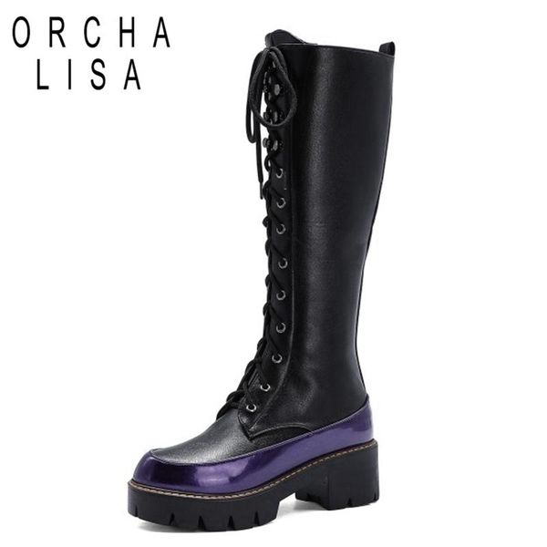 boots orchalisa high knee-high pu heels for women fashion shoes square heel female booties zip cross tied, Black
boots orchalisa high knee-high pu heels for women fashion shoes square heel female booties zip cross tied, Black