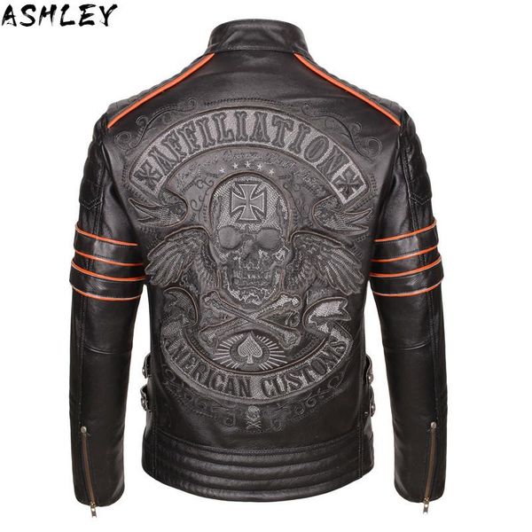 men's leather & faux vintage black 2021 men skull embroidery biker's jacket plus size 4xl genuine cowhide slim fit coat
men's leather & faux vintage black 2021 men skull embroidery biker's jacket plus size 4xl genuine cowhide slim fit coat