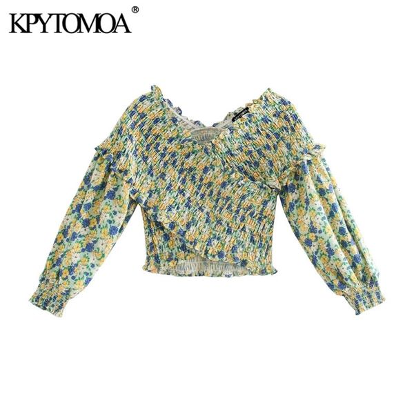women fashion floral print elastic smocked cropped blouses vintage three quarter sleeve female shirts chic 210420, White
women fashion floral print elastic smocked cropped blouses vintage three quarter sleeve female shirts chic 210420, White
