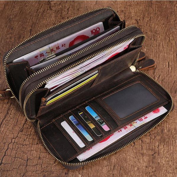 wallets men business clutch wallet male double zipper genuine leather long phone card holder purses vintage handy bag, Red;black
wallets men business clutch wallet male double zipper genuine leather long phone card holder purses vintage handy bag, Red;black