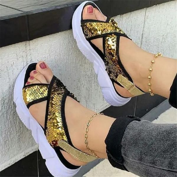 sandals 2021 fashion sequined cloth wedges back strap hook & loop leisure casual woman flat heel summer shoes large size 43, Black
sandals 2021 fashion sequined cloth wedges back strap hook & loop leisure casual woman flat heel summer shoes large size 43, Black