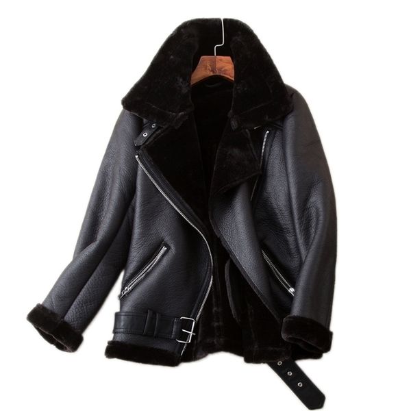 aigo winter coat thickness faux leather fur sheepskin female fur leather jacket outwear casaco feminino 211007, Black
aigo winter coat thickness faux leather fur sheepskin female fur leather jacket outwear casaco feminino 211007, Black