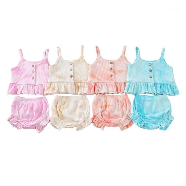 2pcs fashionable little girls outfit, summer toddlers random dyeing lace decoration sleeveless suspender + casual shorts set clothing se, White
2pcs fashionable little girls outfit, summer toddlers random dyeing lace decoration sleeveless suspender + casual shorts set clothing se, White