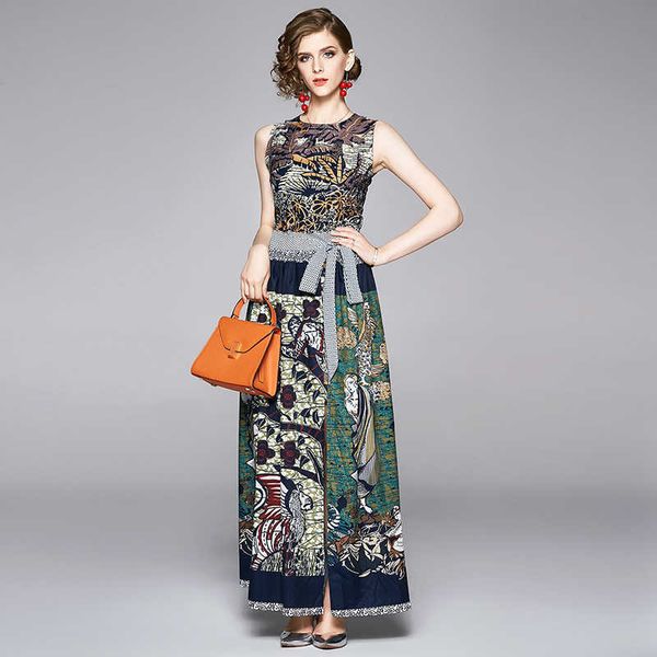 women vintage print 2pice suit summer sleeveless tank dress+maxi skirts fashion lace-up long skirt set 210529, White
women vintage print 2pice suit summer sleeveless tank dress+maxi skirts fashion lace-up long skirt set 210529, White