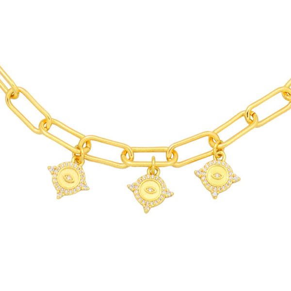 gold filled chunky link chain jewelry cz crystal zirconia pave coin sun evil eye necklace for women party gift adjustable pendant necklaces, Silver
gold filled chunky link chain jewelry cz crystal zirconia pave coin sun evil eye necklace for women party gift adjustable pendant necklaces, Silver