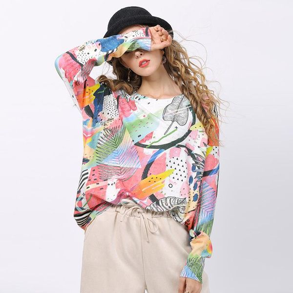 women's t-shirt fashion street print ladies full-sleeved loose long abstract woman o-neck spring autumn 2021, White
women's t-shirt fashion street print ladies full-sleeved loose long abstract woman o-neck spring autumn 2021, White