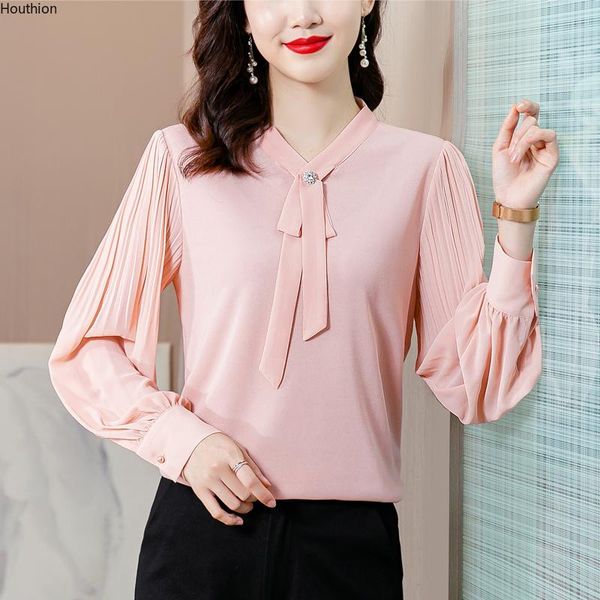 women's blouses & shirts chiffon loose fashion casual long sleeve blusas solid color bow tie autumn houthion, White
women's blouses & shirts chiffon loose fashion casual long sleeve blusas solid color bow tie autumn houthion, White