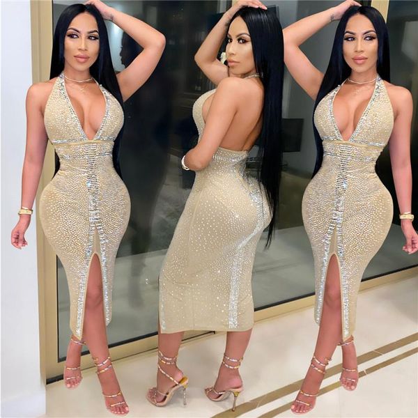women's bodycon slim midi dress glitter rhinestone deep v neck sheer sleeveless backless mesh fit clubwear clothes casual dresses, Black;gray
women's bodycon slim midi dress glitter rhinestone deep v neck sheer sleeveless backless mesh fit clubwear clothes casual dresses, Black;gray
