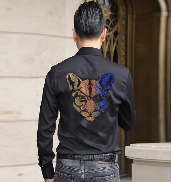 casual rhinestone style mens dress shirts white long sleeve chemise homme regular fit male fashion design rhinestone shirt, White;black
casual rhinestone style mens dress shirts white long sleeve chemise homme regular fit male fashion design rhinestone shirt, White;black