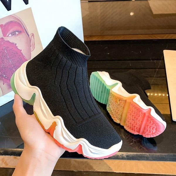 boots 2021 ankle women sock woman shoes women's fashion rainbow bottom short booties slip-on round toe chunky casual, Black
boots 2021 ankle women sock woman shoes women's fashion rainbow bottom short booties slip-on round toe chunky casual, Black