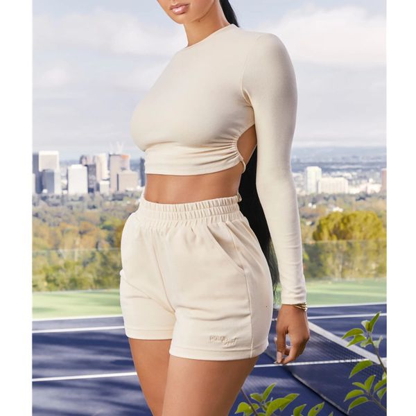 women's tracksuits pfflook solid two piece set women backless outfits o neck tracksuit slim long sleeves crop shorts casual 2 kot0, Gray
women's tracksuits pfflook solid two piece set women backless outfits o neck tracksuit slim long sleeves crop shorts casual 2 kot0, Gray