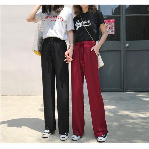 women's pants & capris wide leg female high waist loose straight elastic trousers thin mopping, Black;white
women's pants & capris wide leg female high waist loose straight elastic trousers thin mopping, Black;white